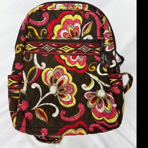 Vera Bradley Puccini Small Backpack Brown Yellow Gold Roses Retired